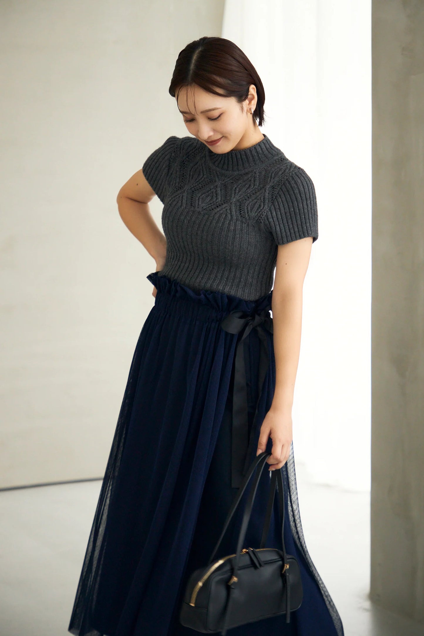 Diamond knit tops (Heather gray)
