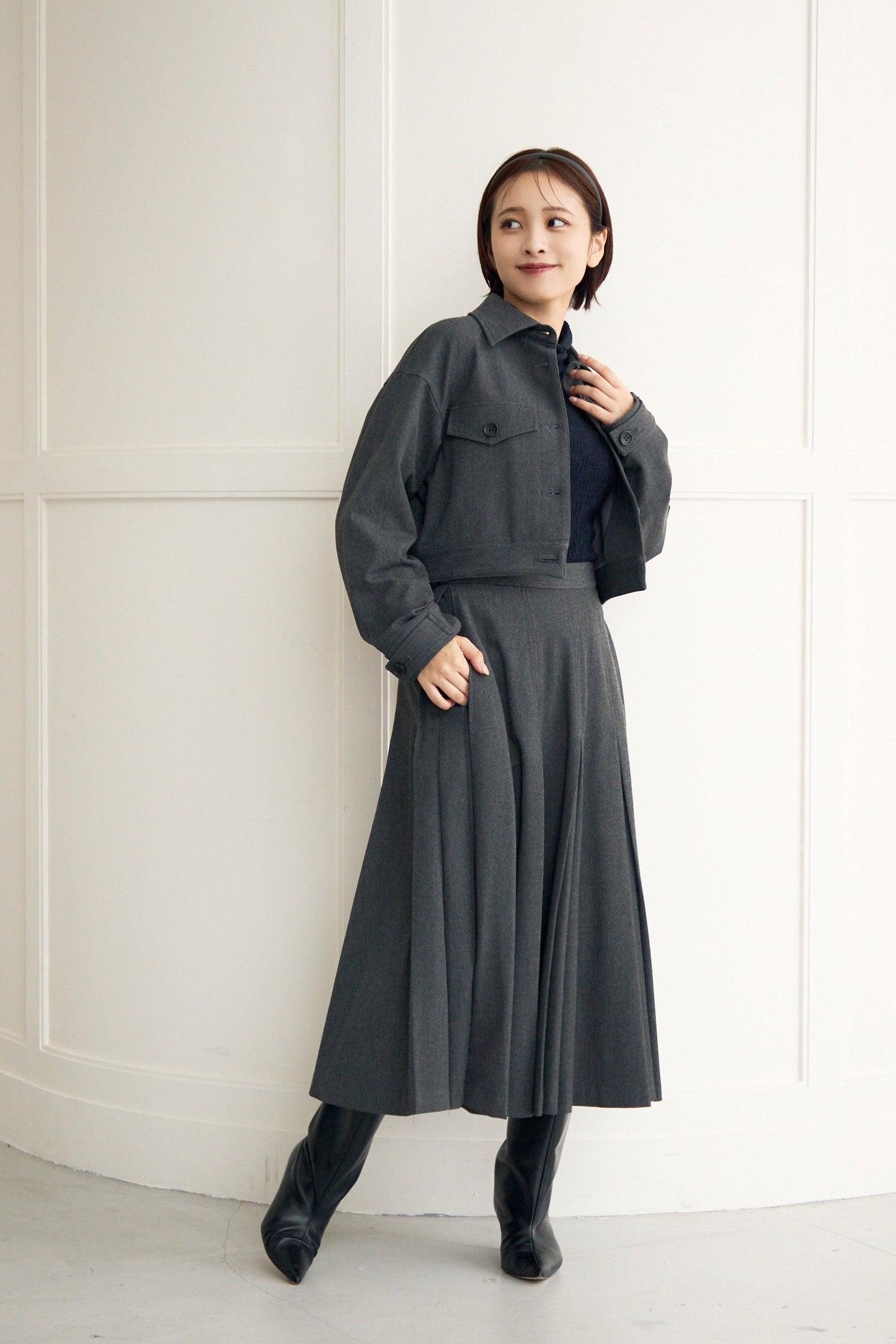 Gentle blouson (Dark gray)