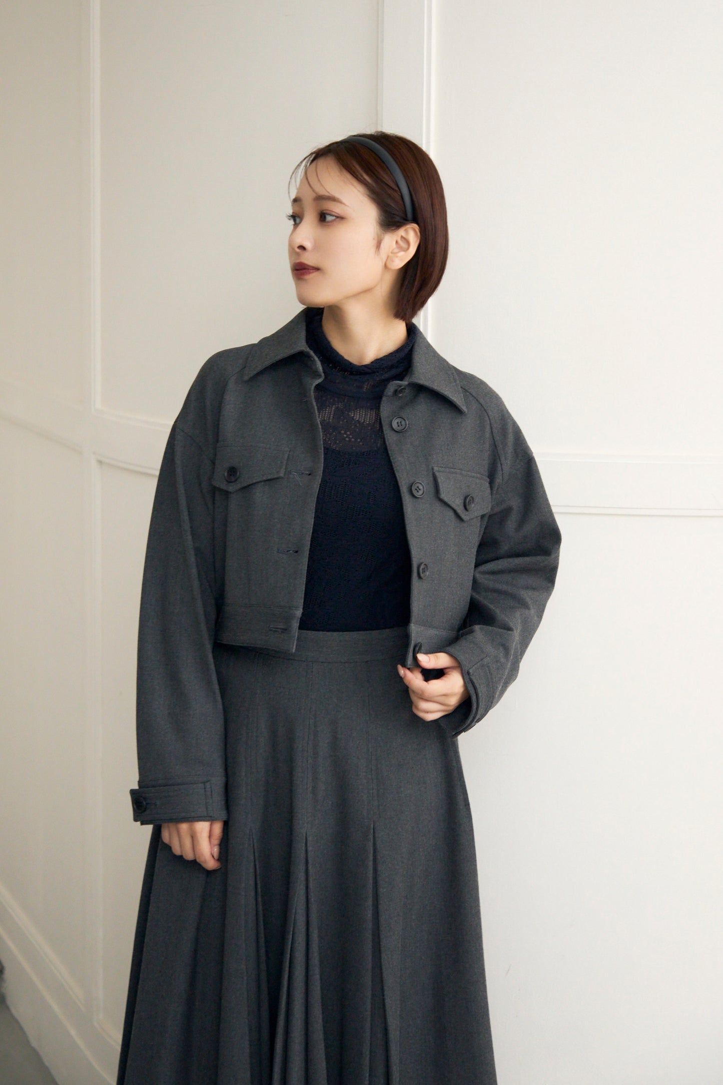 Gentle blouson (Dark gray)