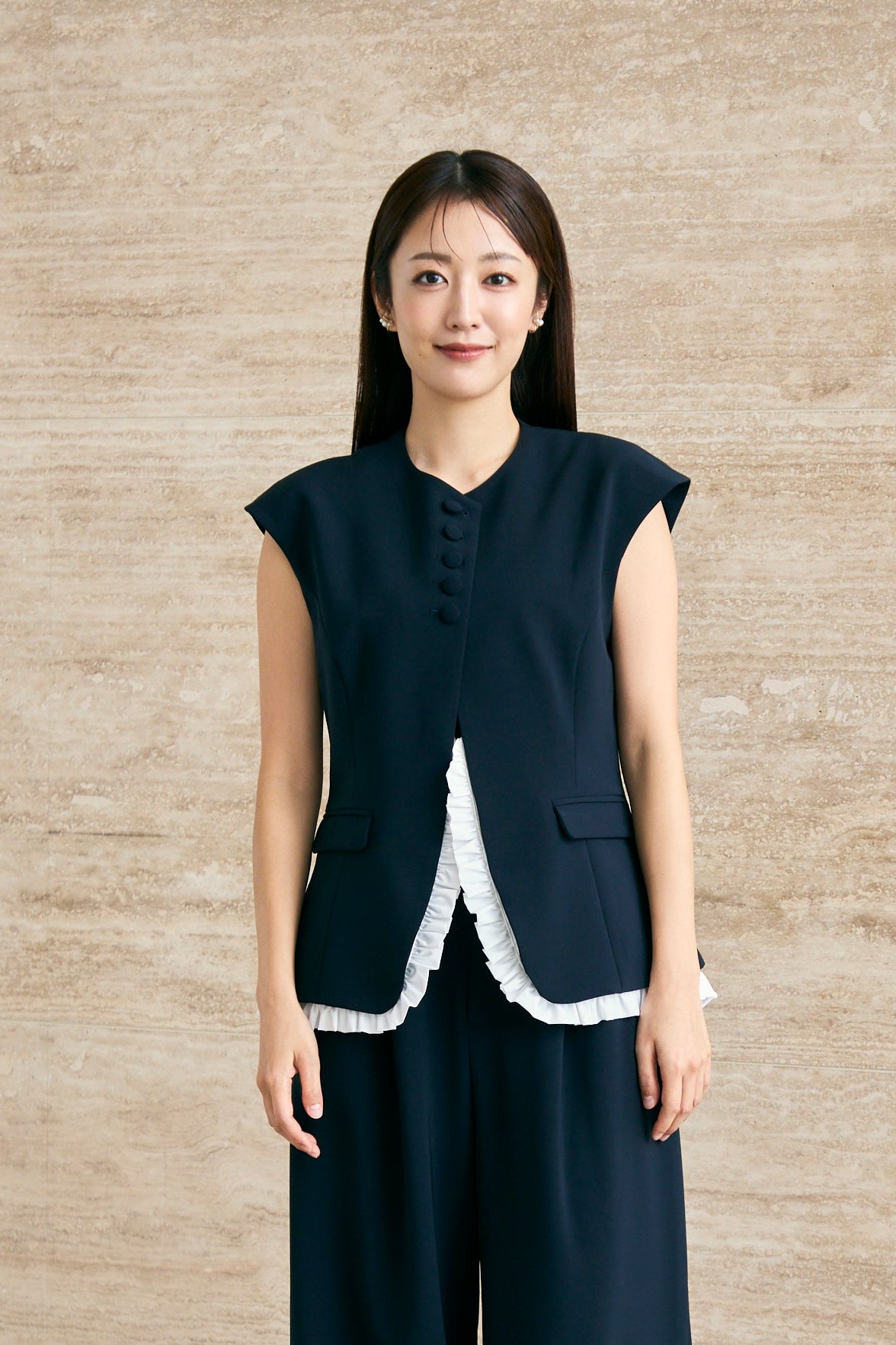 Frill smart vest(Navy)