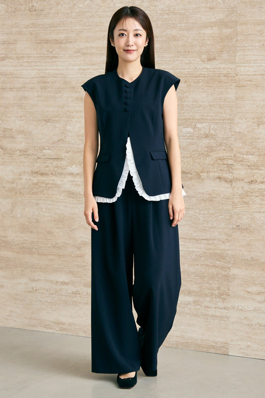 Smart tuck pants(Navy)