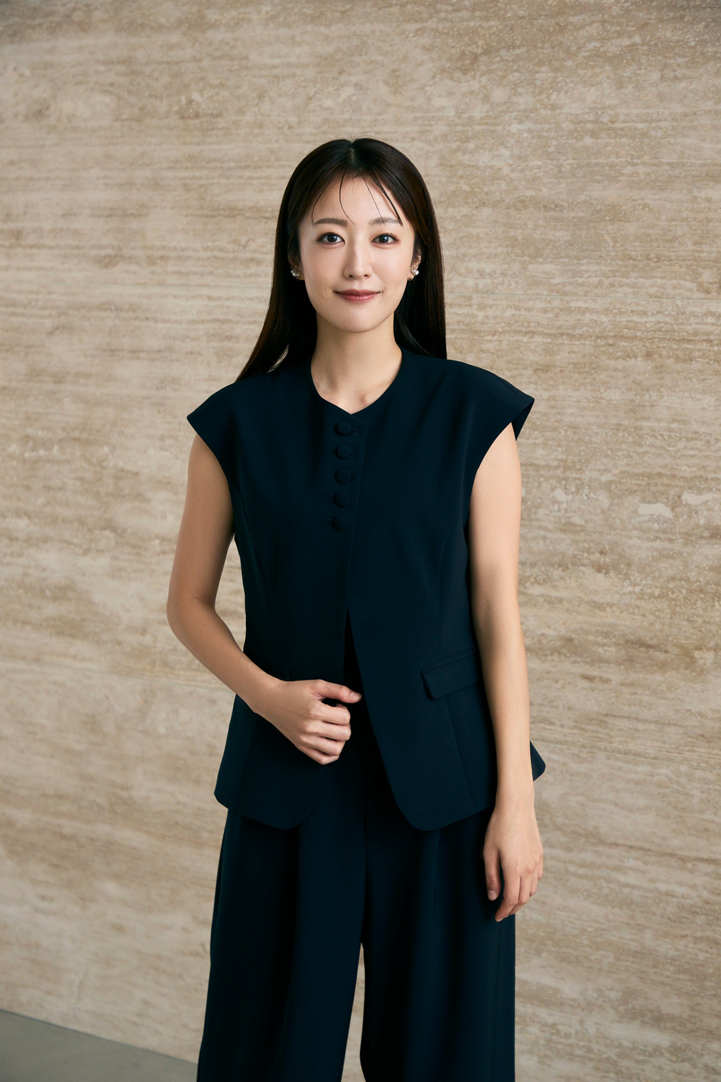 Frill smart vest(Navy)