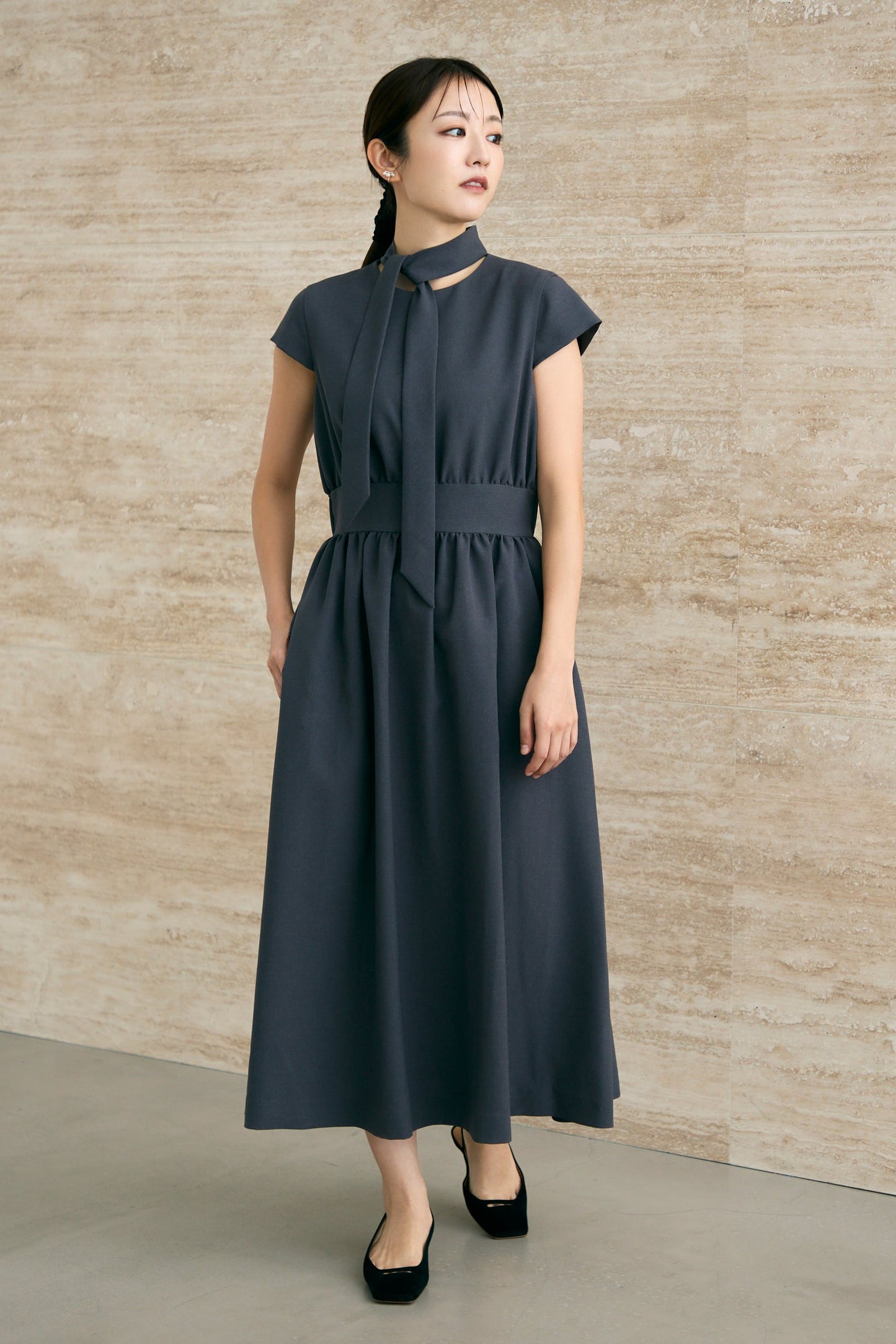 Tea time shirt dress(Gray)