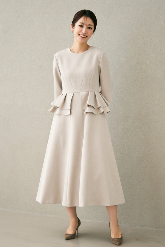 Prima peplum dress(Beige)