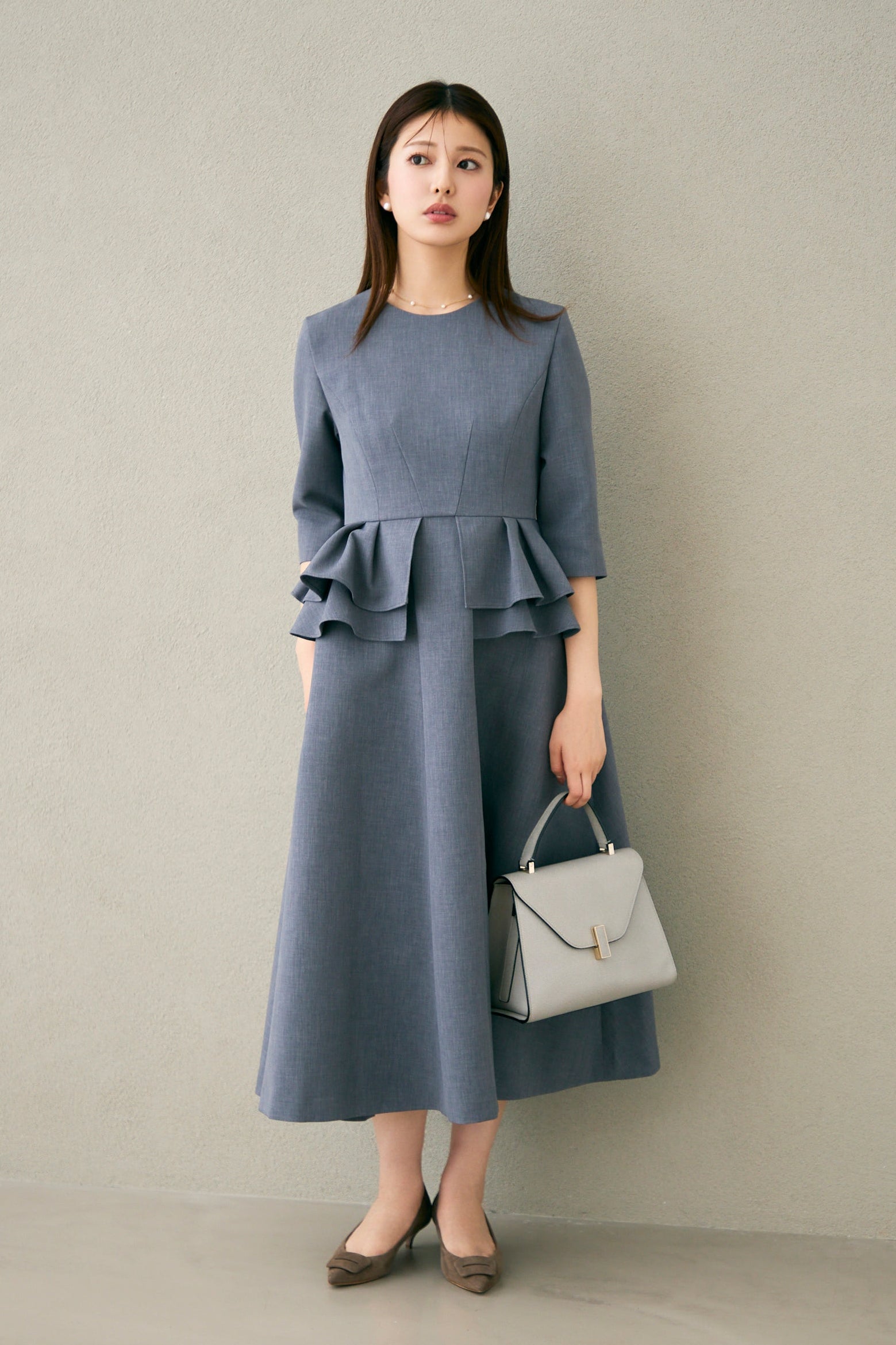 Prima peplum dress(Gray) – Audire