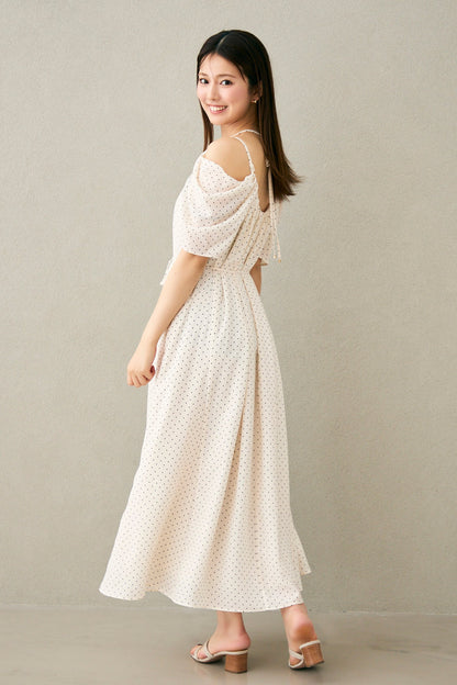 After hours halter-neck dress　(Estella.K×Audire)（White.dot）