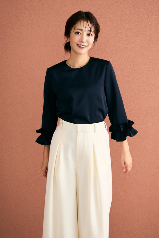 Peony cuffs tops(Navy)