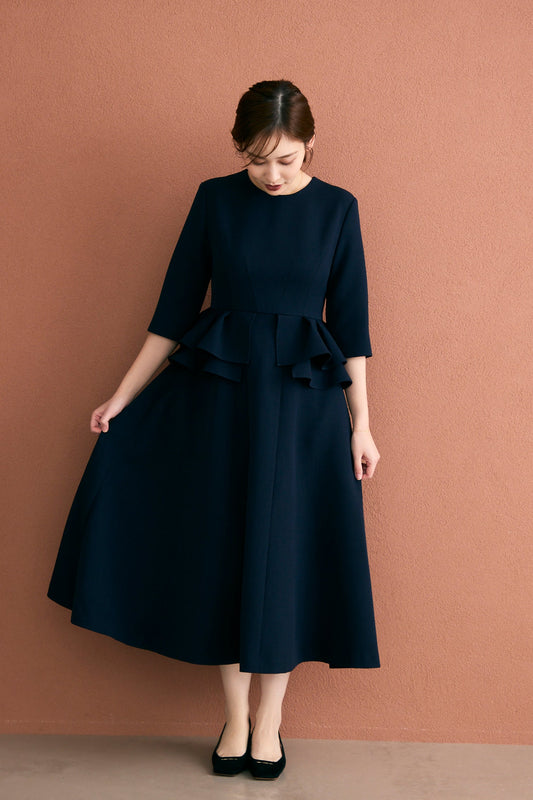 Prima peplum dress(Navy)