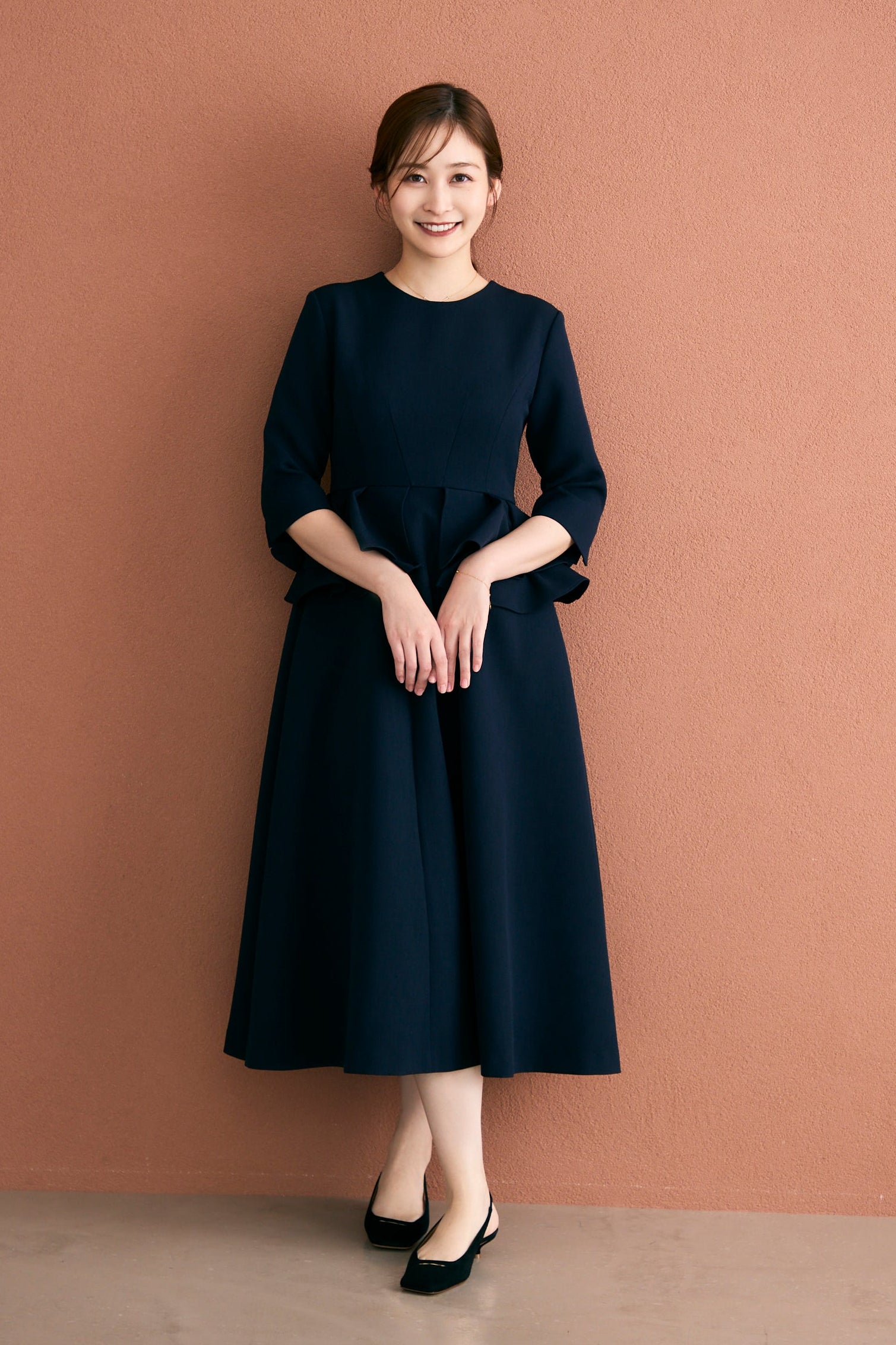 Prima peplum dress(Navy) – Audire