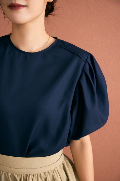 Essential puff sleeve tops(Navy)
