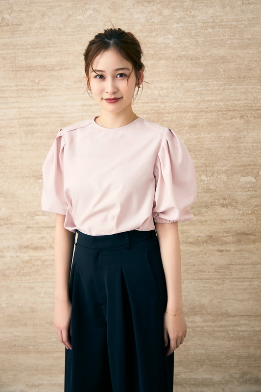 Essential puff sleeve tops(Pink)