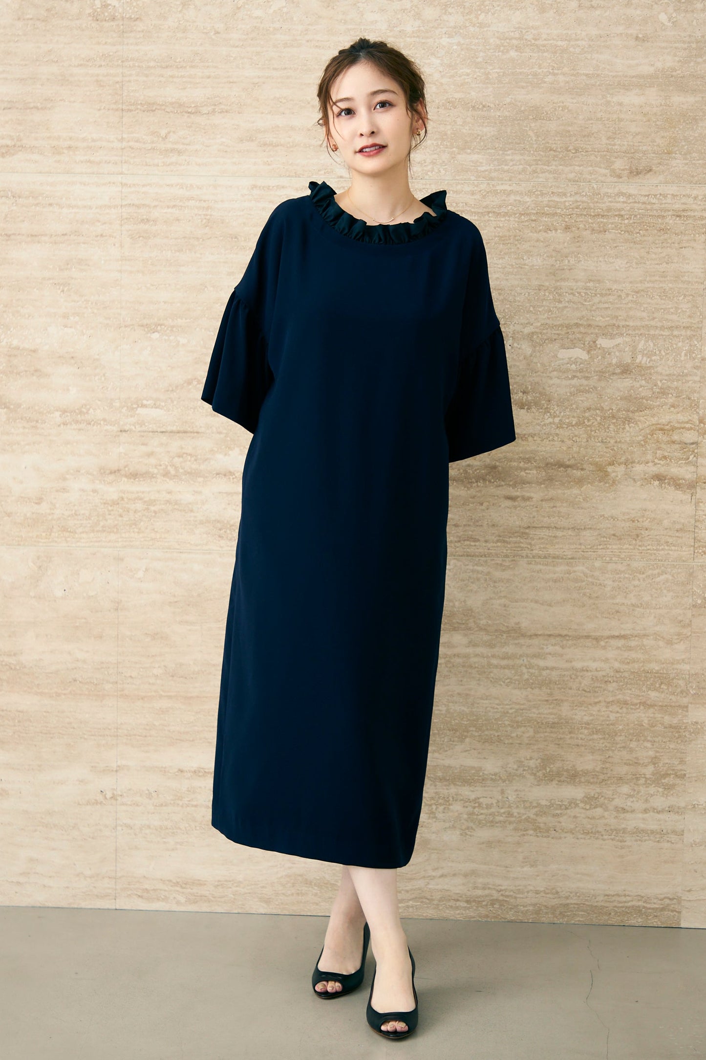 Witch  flare dress(Navy)