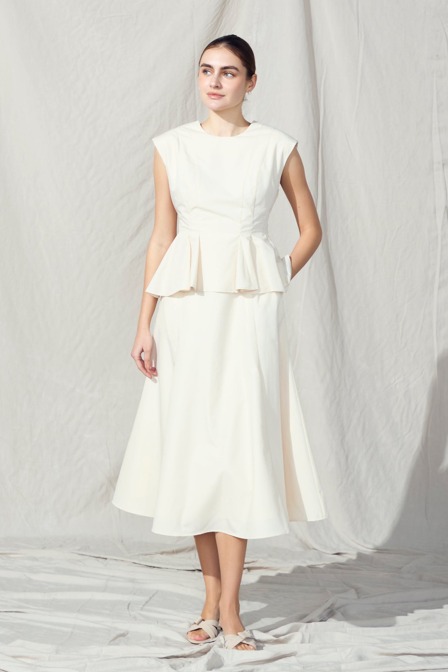 Staycation peplum dress　(Estella.K×Audire) （Ivory）