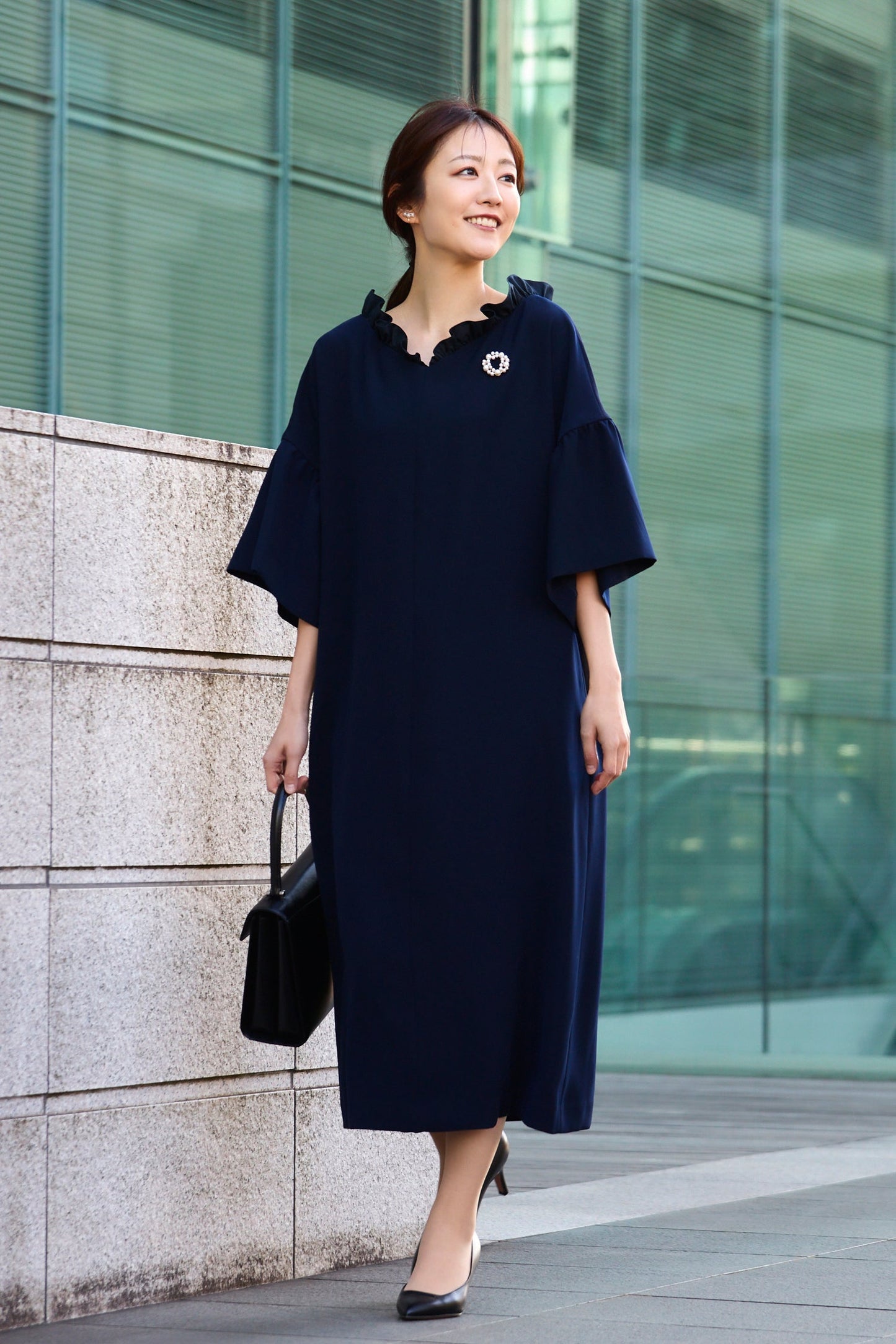 Witch  flare dress(Navy)