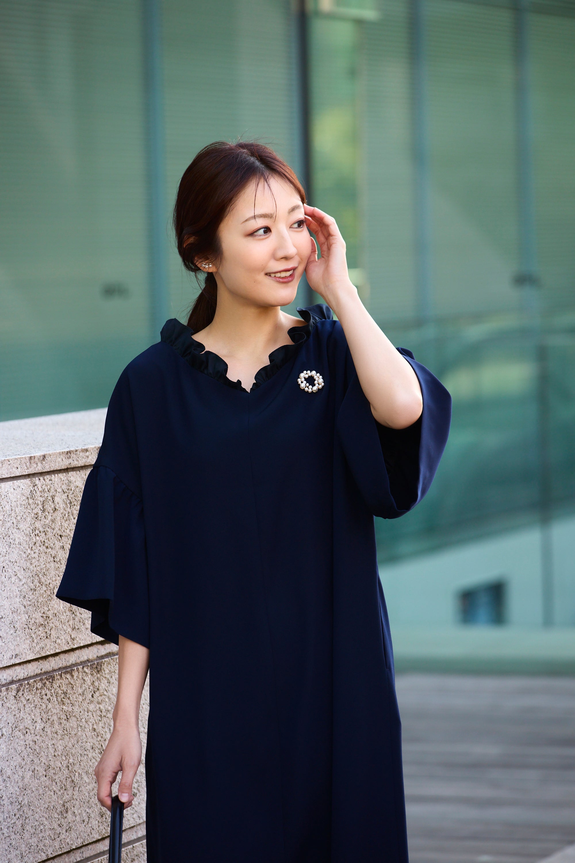 Witch flare dress(Navy) – Audire