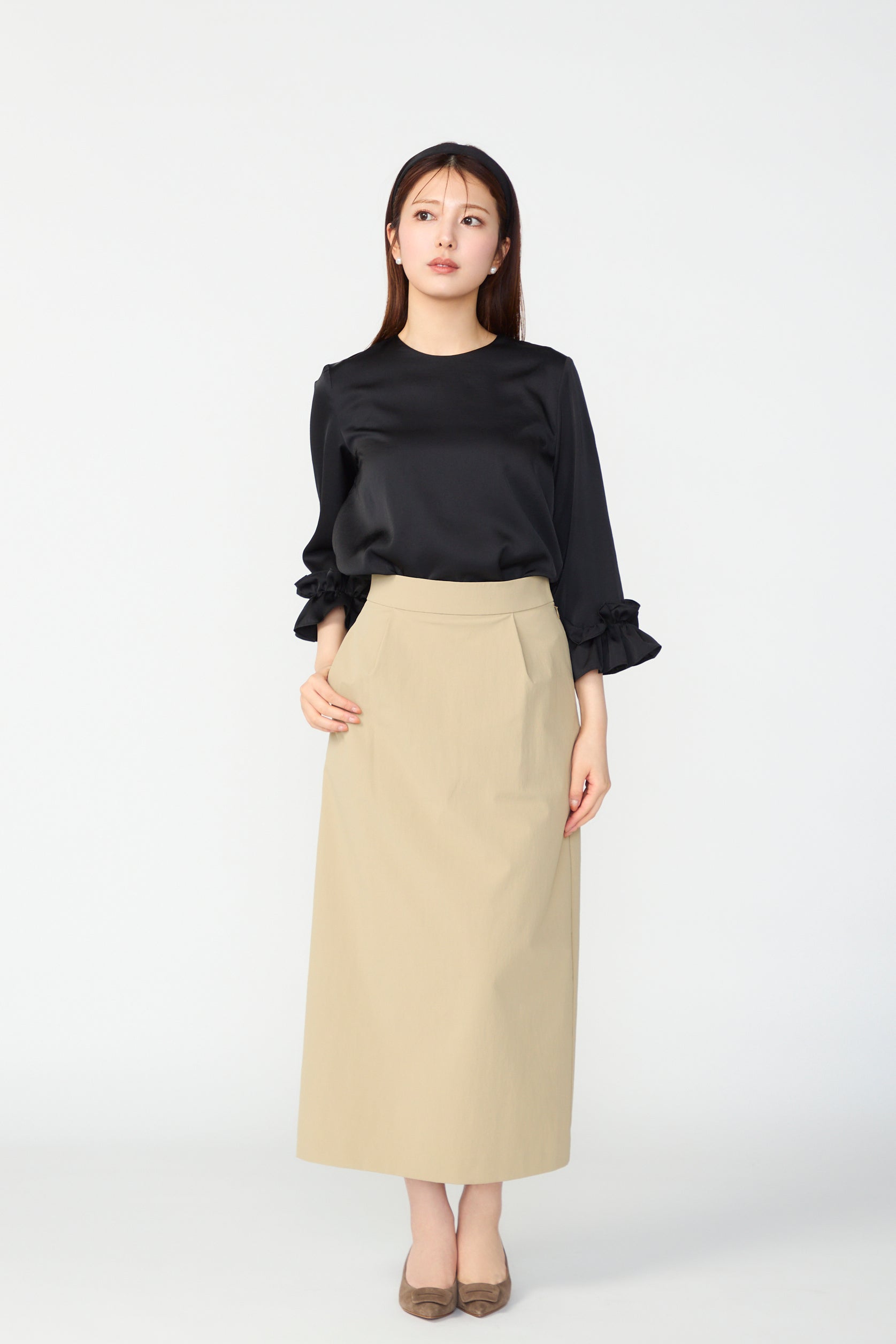 Tailored peplum skirt(Beige) – Audire
