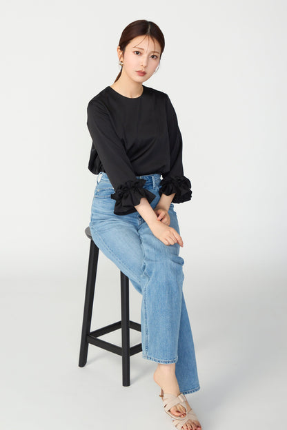 Peony cuffs tops(Black)