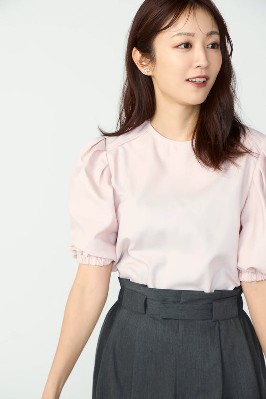 Essential puff sleeve tops(Pink)