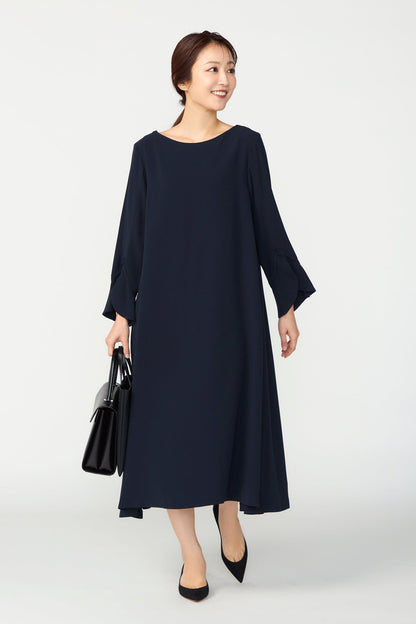 Trumpet cuffs dress (Dark navy)