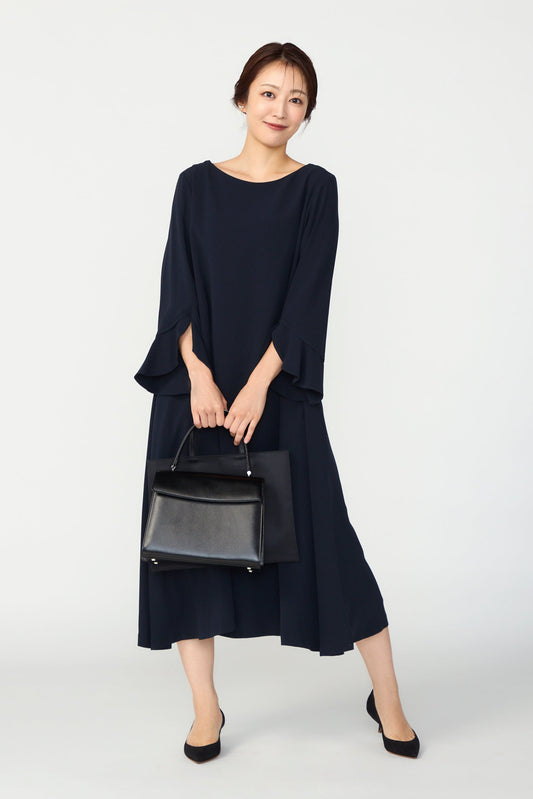 Trumpet cuffs dress (Dark navy)