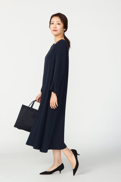 Trumpet cuffs dress (Dark navy)