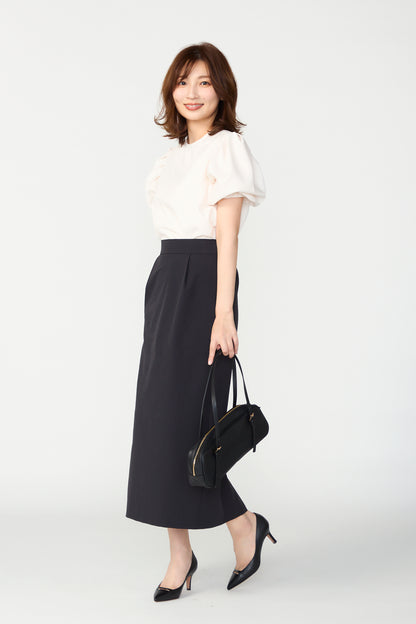 Tailored peplum skirt(Black)