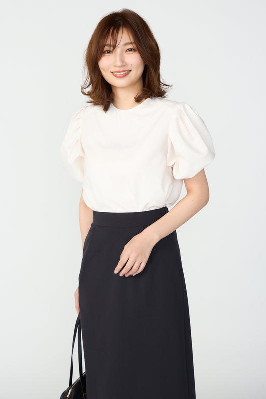 Essential puff sleeve tops(Ivory)