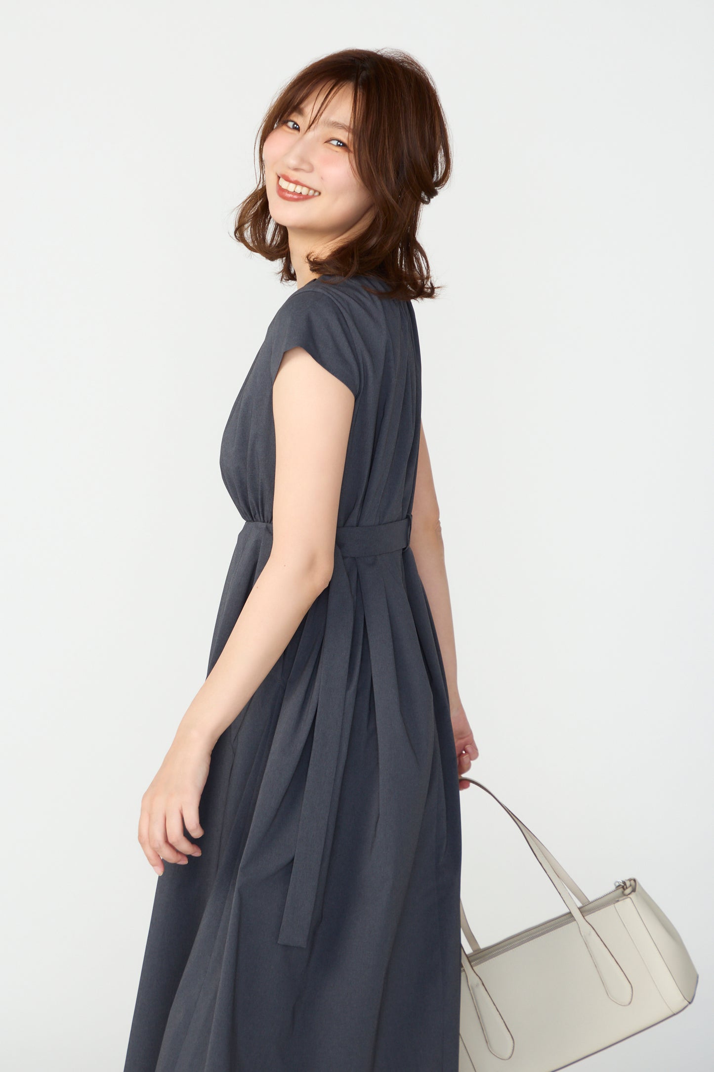 Melody gather dress(Gray)