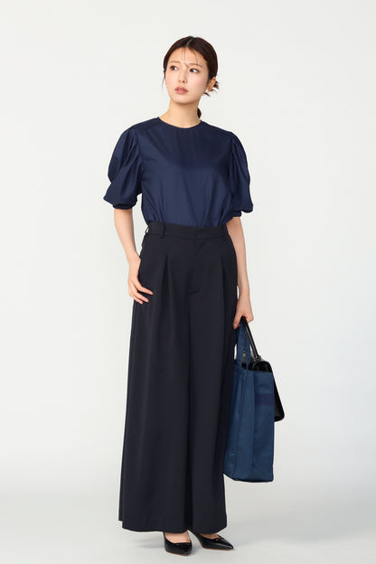 Essential puff sleeve tops(Navy)