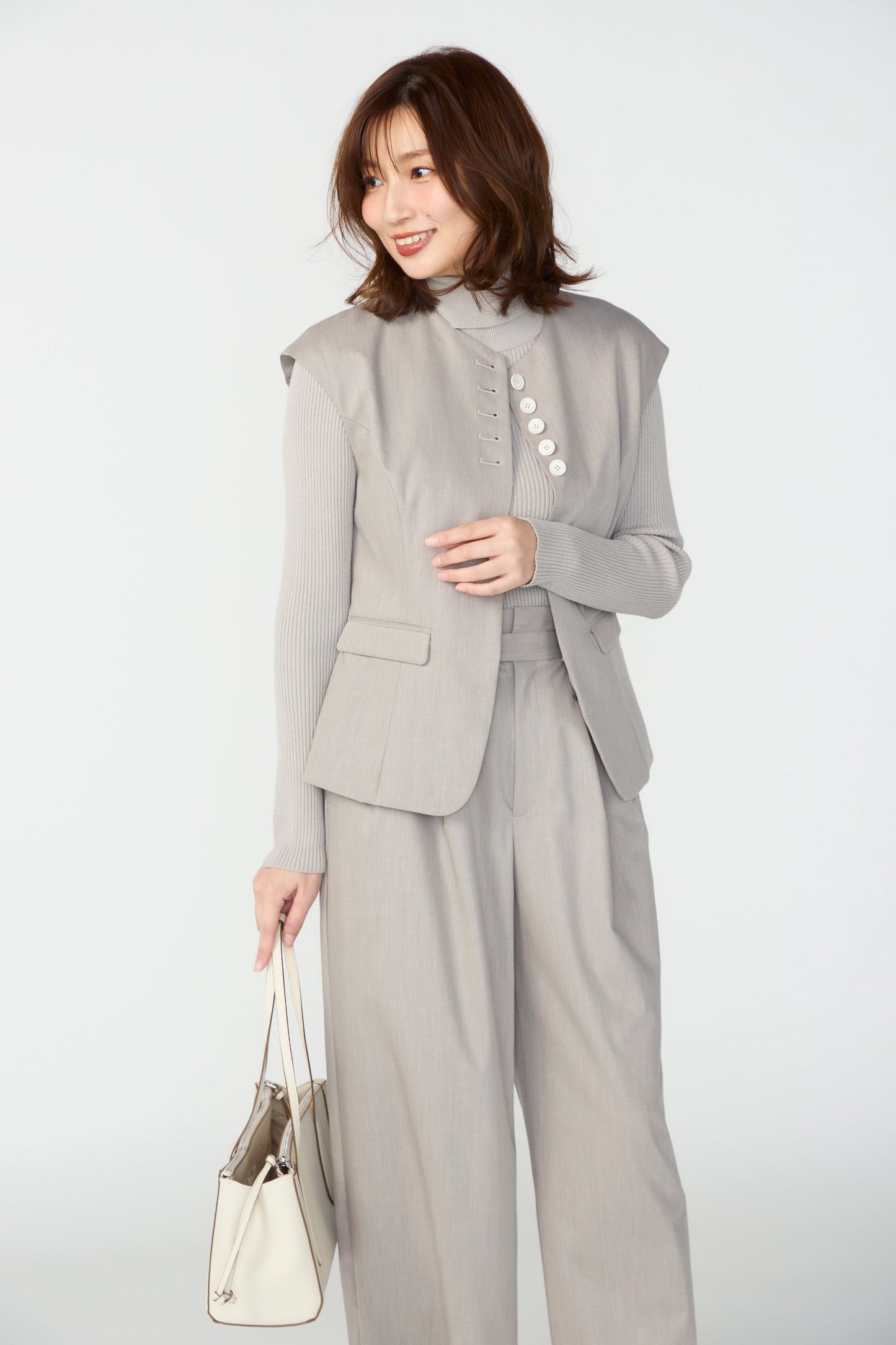 Frill smart vest(Beige)