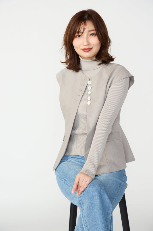 Frill smart vest(Beige)