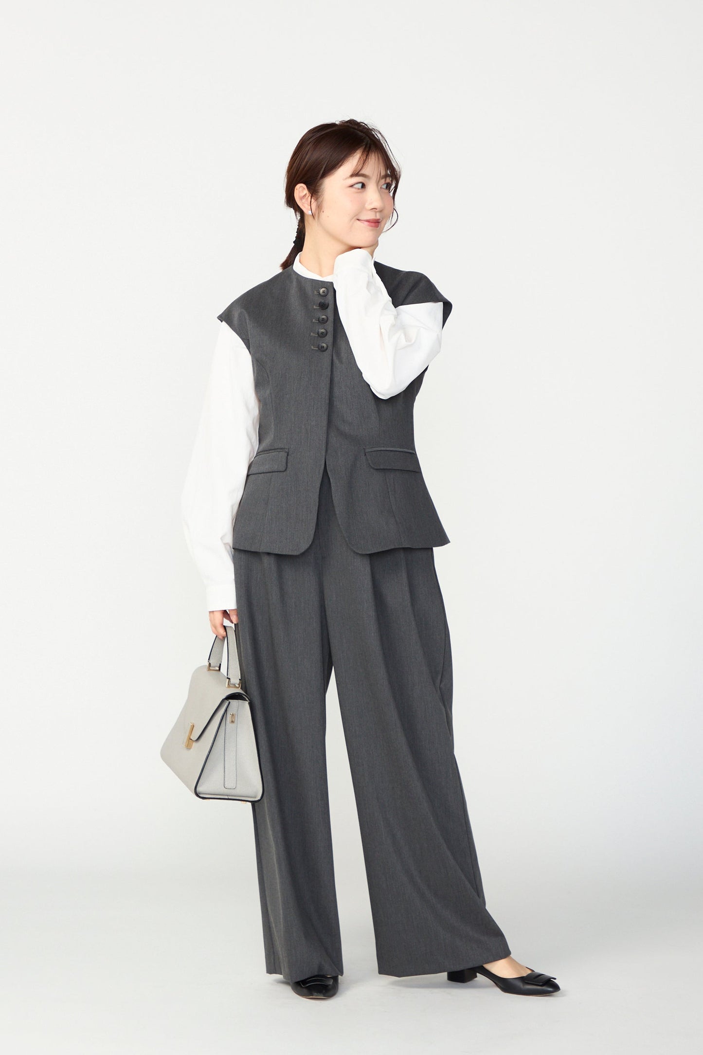Smart tuck pants(Gray)