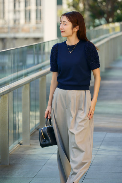 Flurries sleeve kint tops(Navy)