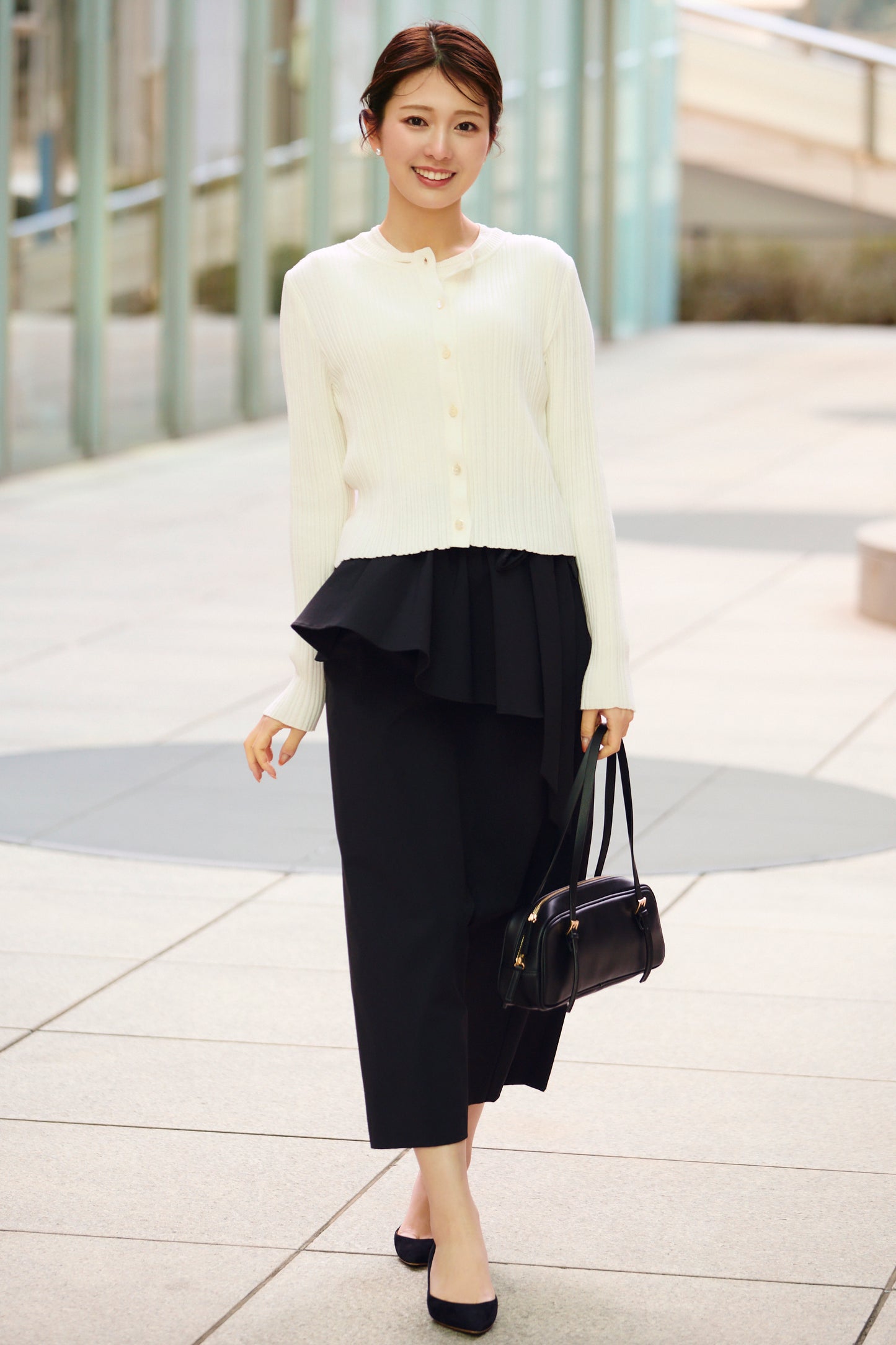 Tailored peplum skirt(Black)