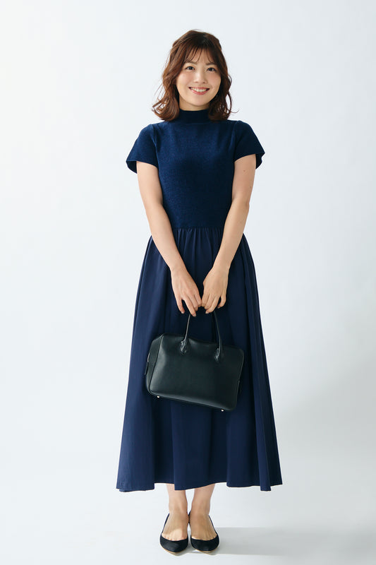 Velor touch knit dress(Navy)