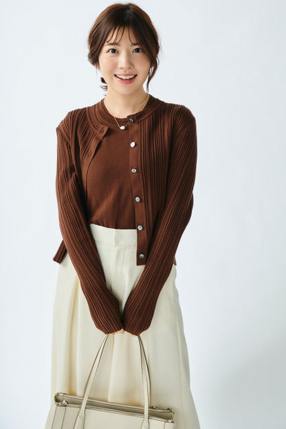 Bowtie rib ensemble knit(Chocolate)