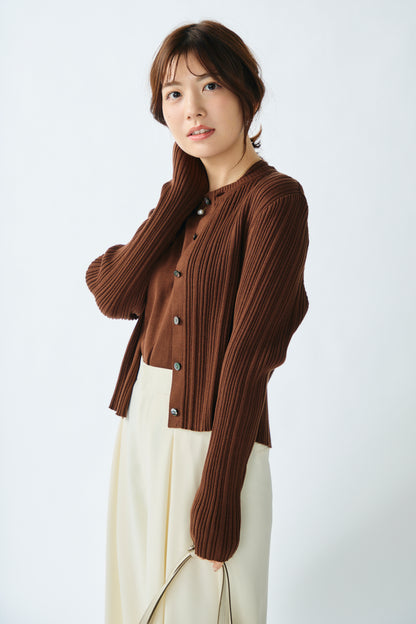 Bowtie rib ensemble knit(Chocolate)