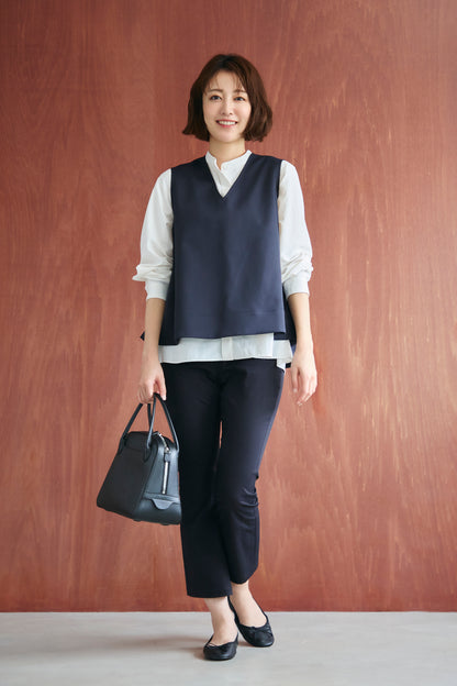 Frame layeard vest(Navy)