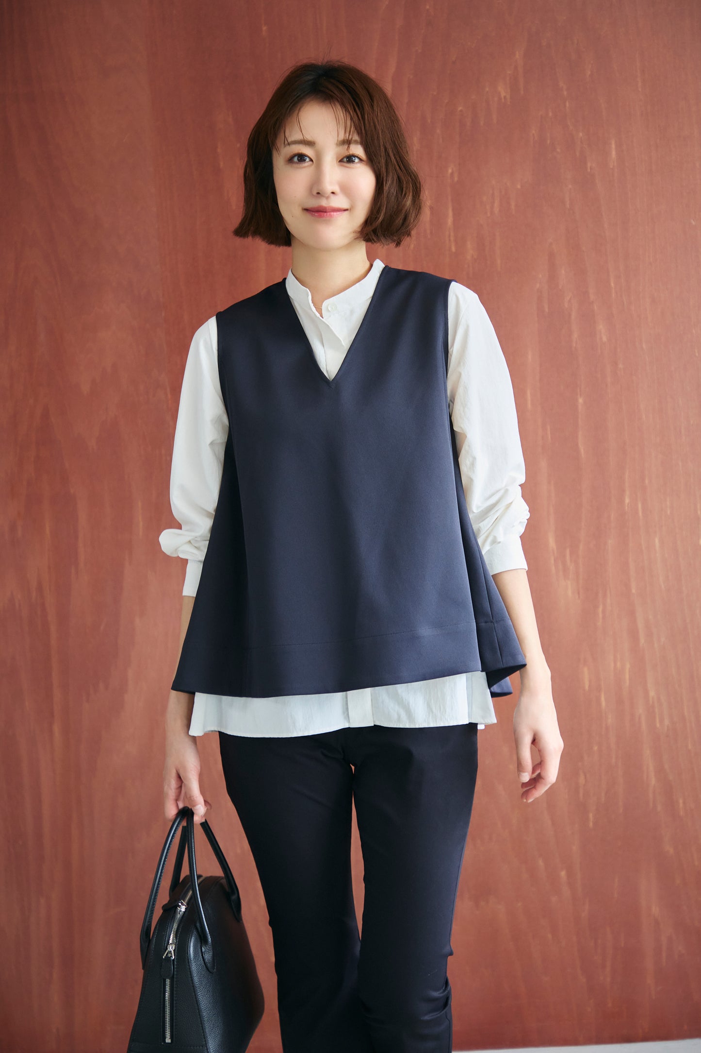 Frame layeard vest(Navy)