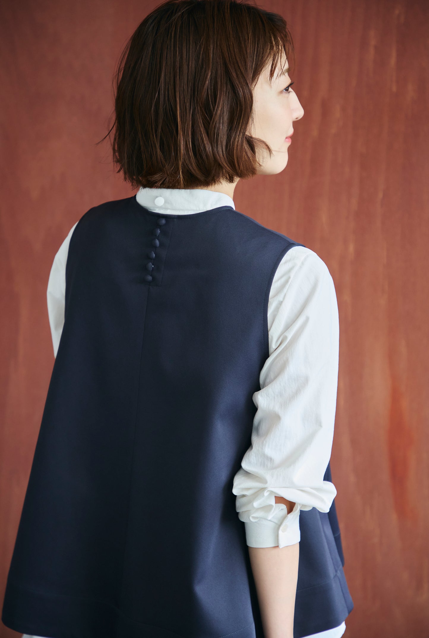 Frame layeard vest(Navy)