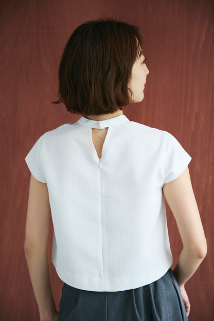 Blooming jacquard tops(White dot)