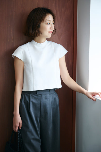 Blooming jacquard tops(White dot)