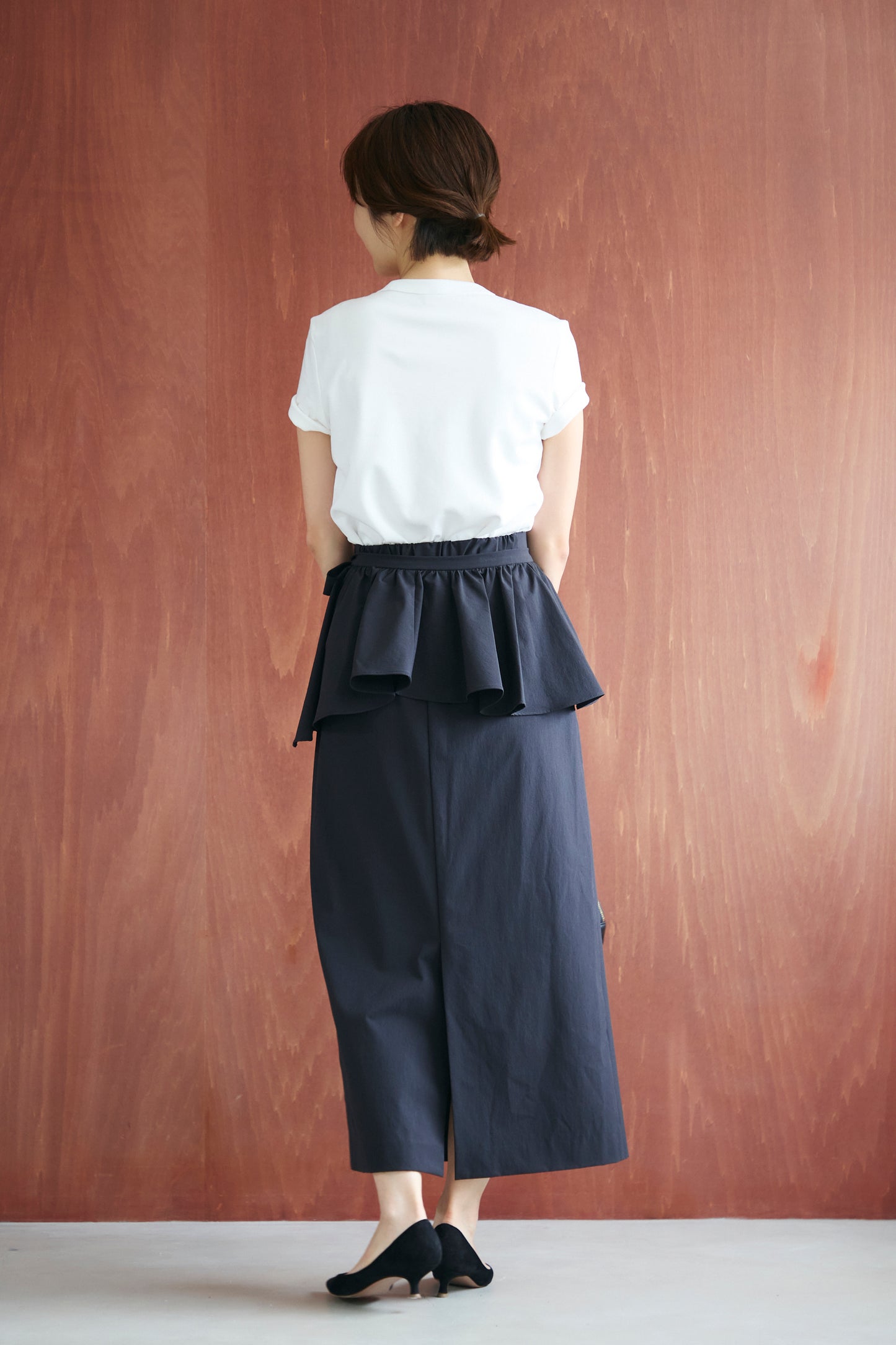 Tailored peplum skirt(Black)
