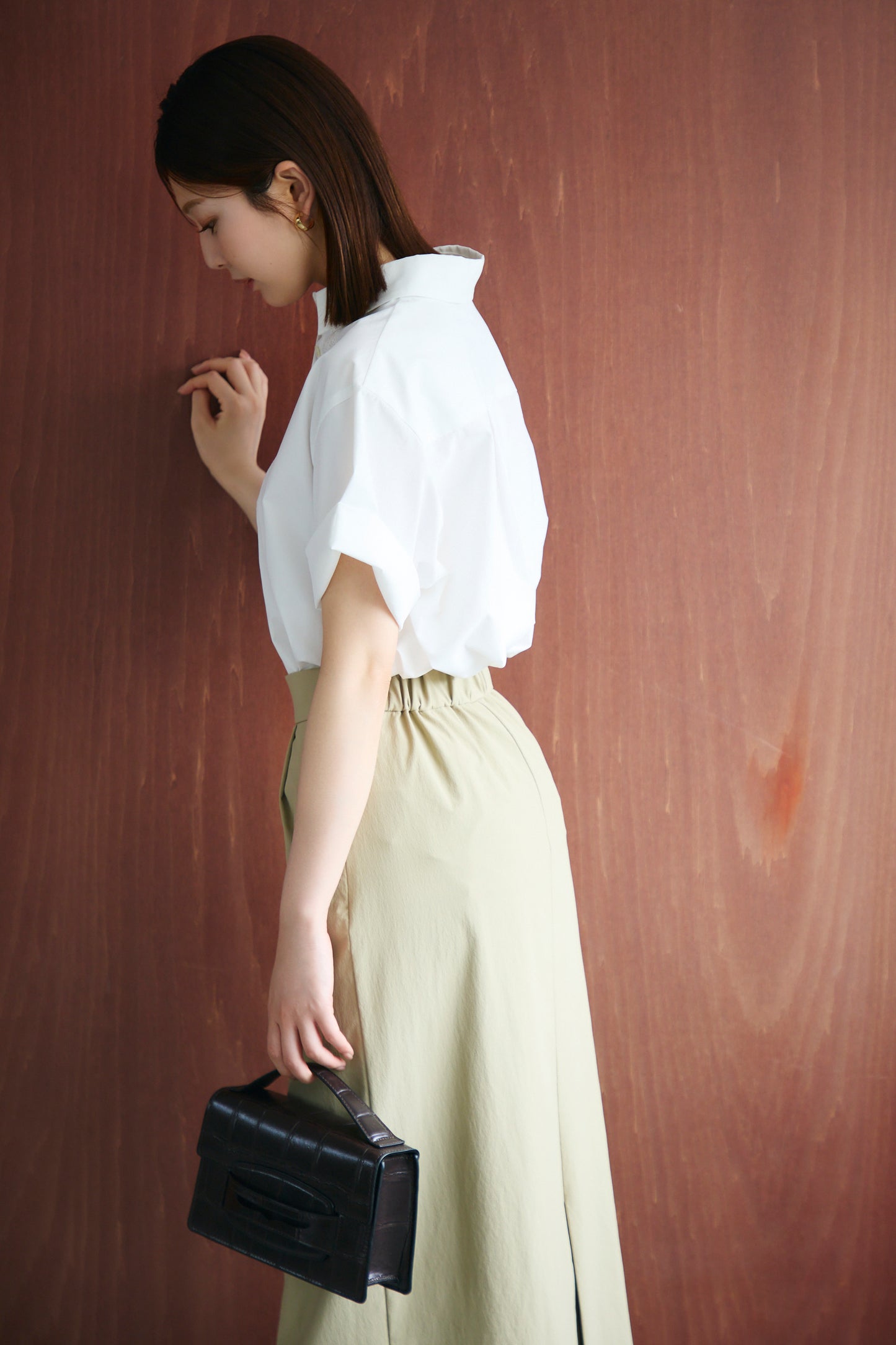 Tailored peplum skirt(Beige)