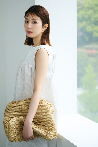 Hashigo ribbon dress(White)