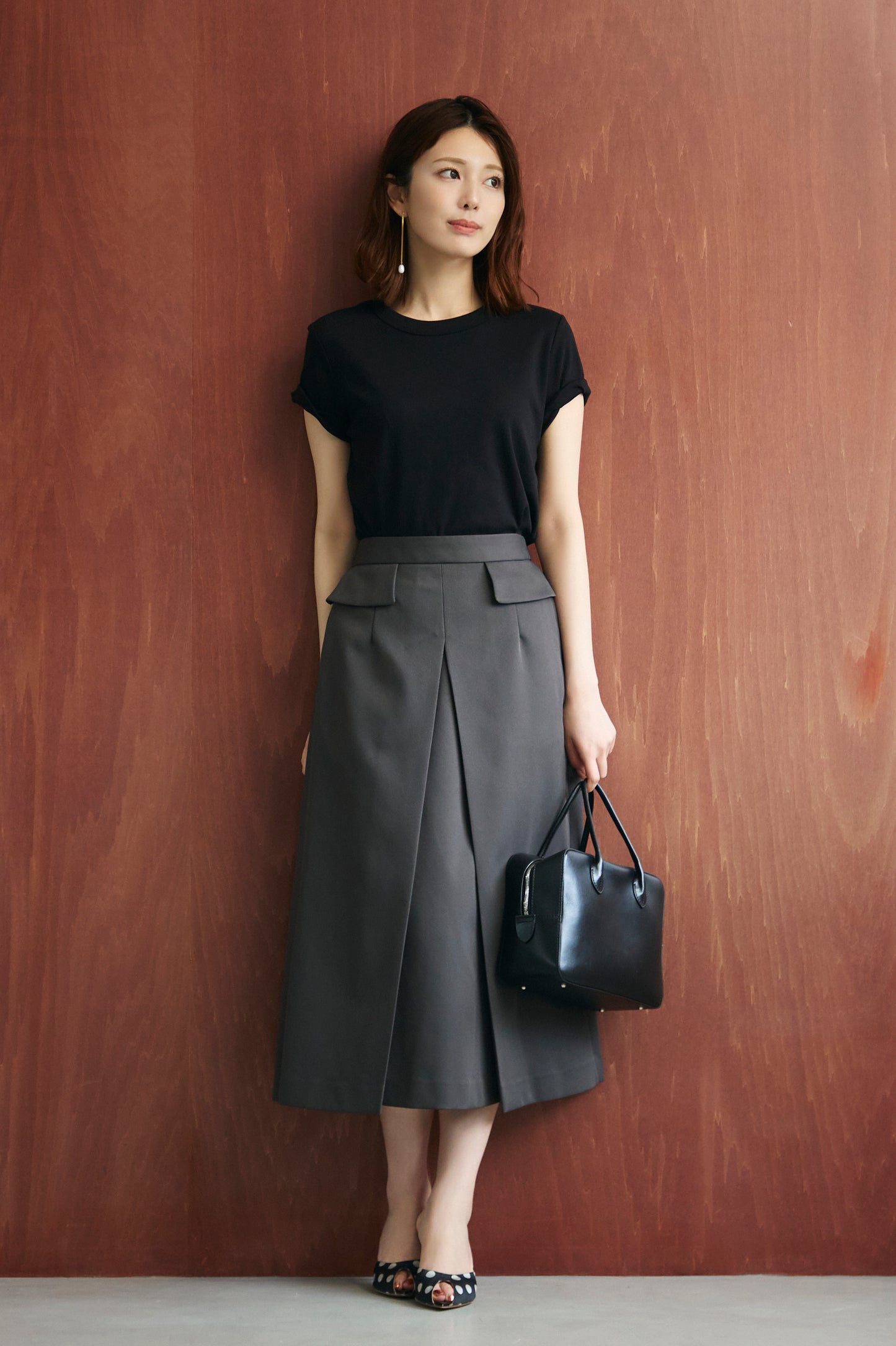Frame trad skirt(Charcoal)