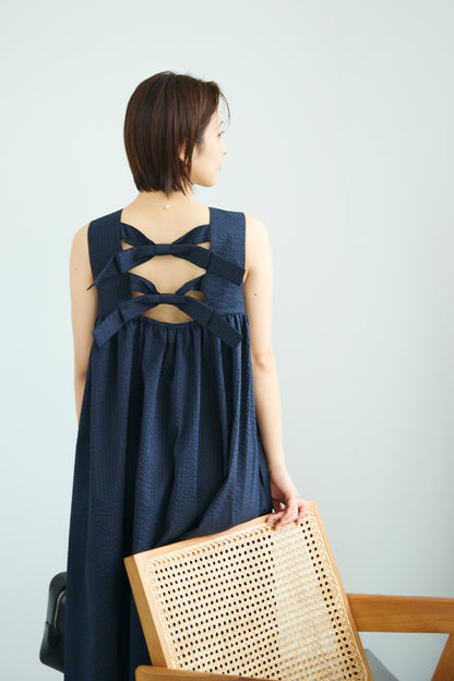 Hashigo ribbon dress(Navy)