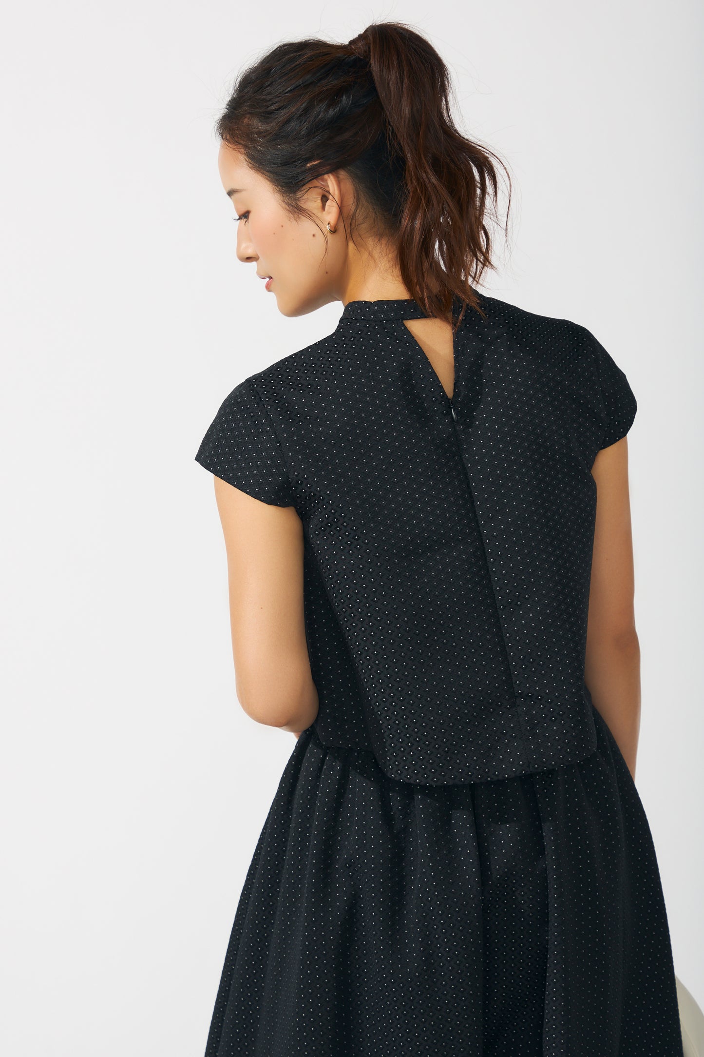 Blooming jacquard tops(Black dot)