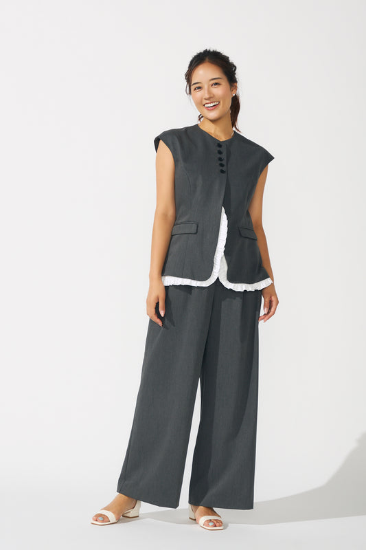 Smart tuck pants(Gray)