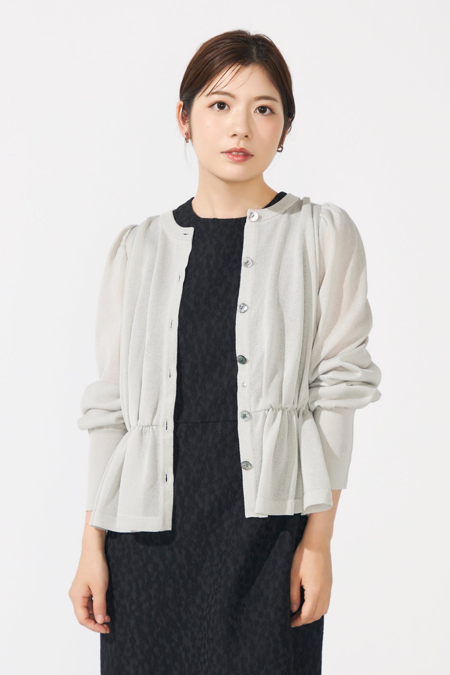 Candy gather cardigan(Pale gray)